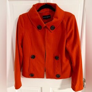Randy Kemper Orange Cropped Wool Blend Jacket | Size 4 | Statement Fall Coat